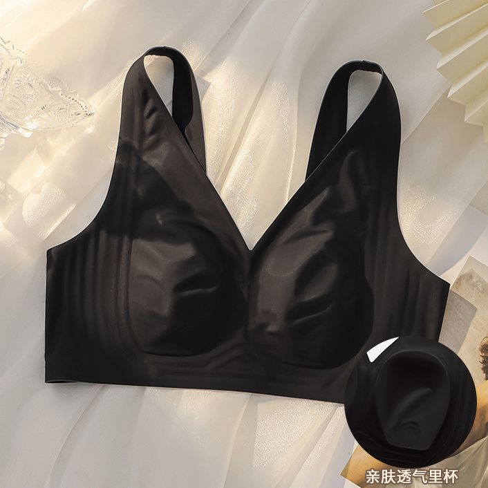 Orejas de conejo de soporte suave jalea ropa interior damas pechos pequeños sin marcas sin anillo de acero sujetador de apoyo superior delgado