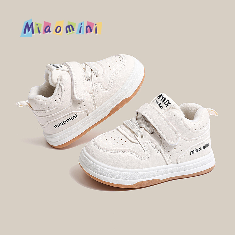 Scarpe invernali per neonati, foderate in cotone, impermeabili, sportive, con tomaia in pelle e fodera in pile, per bambine e bambini da 1 a 3 anni._voghion.com