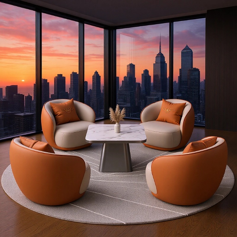 Light Luxury Internet Celebrity Rest Club Reception Desk Sales Department Negotiation Table and Chair Combination Negotiation Table Hotel Lobby Sofa