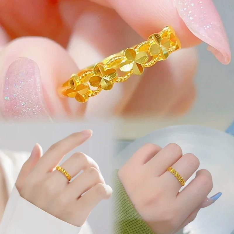 Кольцо Vietnam Sand Golden Clover: женское, маленькая красная книга удачи Grass Guting Glipper