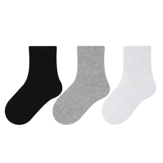 7A antibacterial children's socks summer mesh solid color all-in-one machine boneless seam head men's and women's black and white gray student tube socks
