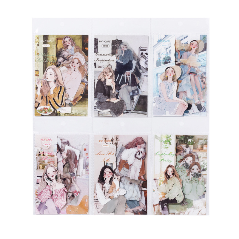 Bolsa de pegatinas de tinta blanca Mo Mo PET Libro ilustrado de la vida de las mujeres urbanas