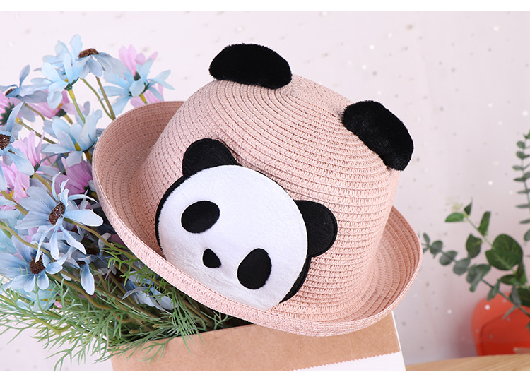 Women's Cute Simple Style Panda Crimping Straw Hat display picture 1