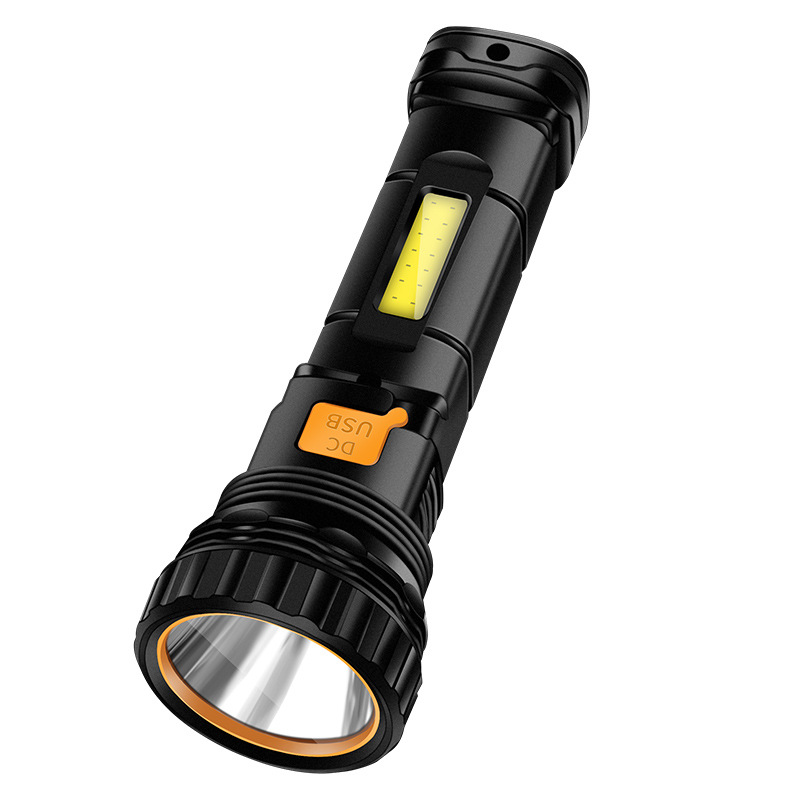 Solar Flashlight Strong Light Spotlight Outdoor Charging Convenient Super Bright Gift with Side Light Cross-Border Factory Direct Sale
