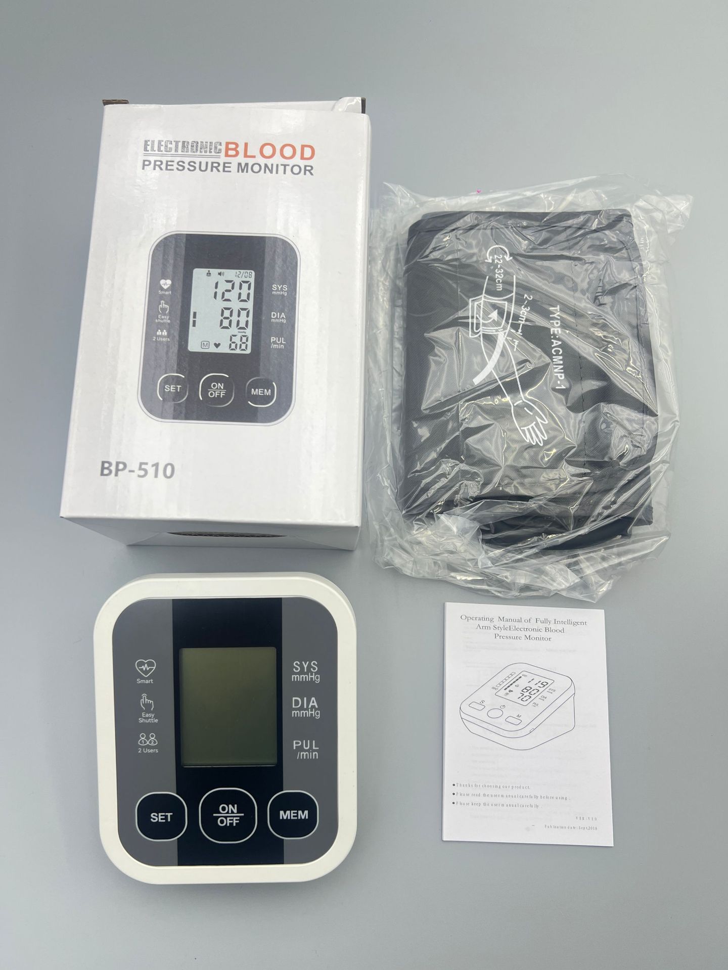 Medidor de presión arterial de brazo - Esfigmomanómetro electrónico inteligente, voces múltiples, modelo S4 para exportación