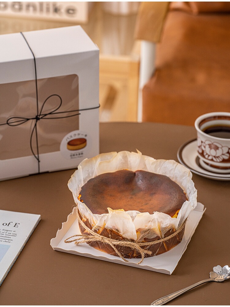 Caja de pastel vasco de 6 pulgadas, 7 pulgadas, 8 pulgadas, caja de queso, caja de embalaje de queso roca, caja de embalaje de queso