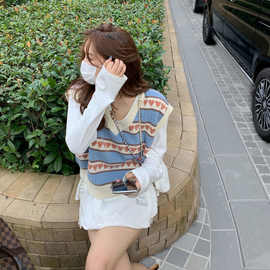 跨境货源-接订单-价格实在背心马甲坎港上衣马夹针织女