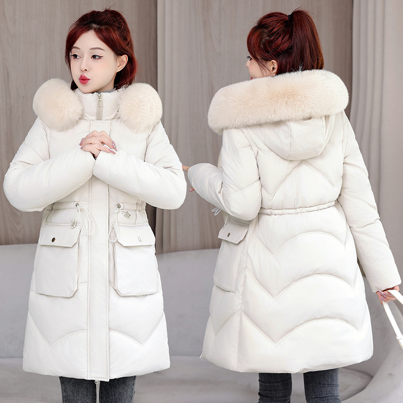 Mangas desmontables de comercio exterior ropa de algodón para mujeres 2025 nuevo invierno engrosado gran abrigo de algodón de cuello de cabello chaqueta de algodón para mujeres