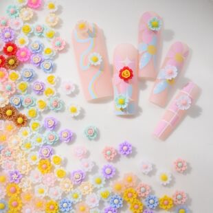 Cross-border new nail jewelry summer dopamine color flower wear nail ear studs accessories