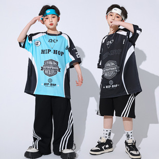 Trendy Cool Korean Loose Hip-Hop Quick-Dry Street Dance T-Shirt and Casual Pants Set for Boys and Girls