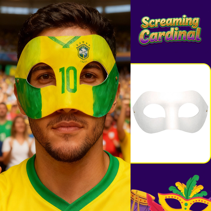 Amazon pintado a mano mascaras de gato DIY mitad cara venecia Copa del mundo de fútbol pintado máscaras de pulpa infantil TK