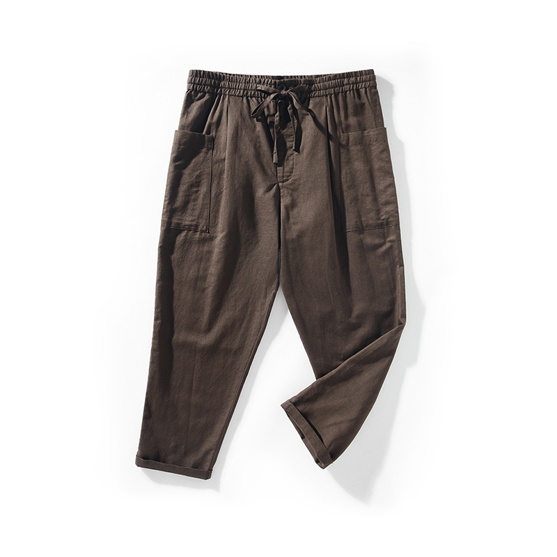 Spring and Summer Men's Linen Pants Loose Breathable Linen Casual Pants Casual Large Edition Straight Leg Pants Fashion D050