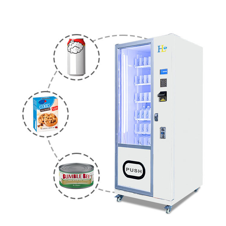 Máquina expendedora de autoservicio de fábrica 24 horas refrigerada máquina expendedora de bebidas no tripulada máquina expendedora de autoservicio de resorte inteligente al por mayor