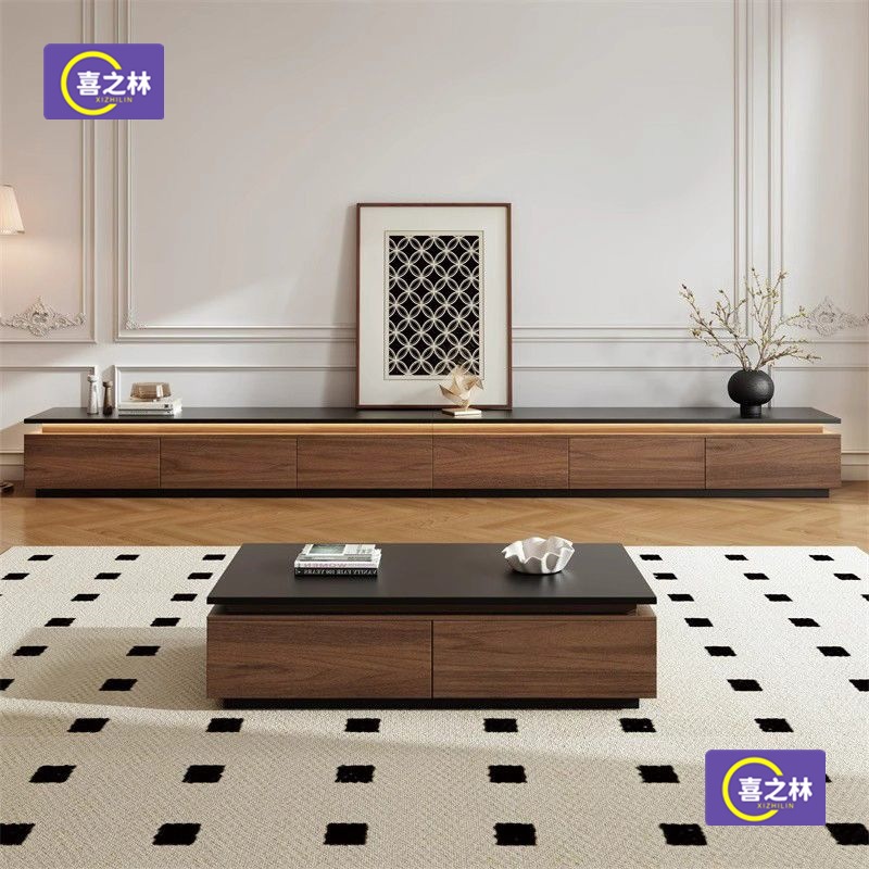Second-Hand Patchwork Sideboard Storage Cabinet Coffee Table Furniture Set Walnut Floor-Standing Italian Minimalist Living Room Tv Cabinet