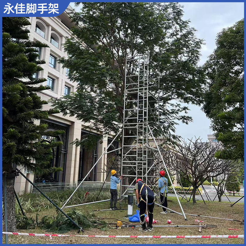 装修移动铝合金脚手架工地高空作业平台双宽直爬梯脚手架
