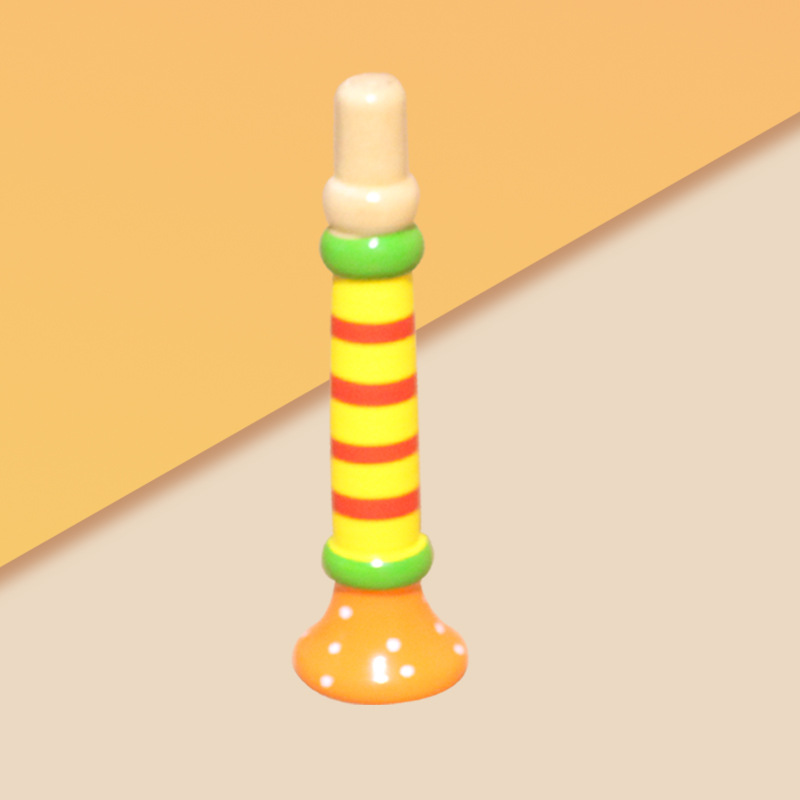 Fábrica directa de los niños tocando instrumento musical trompeta de madera infantil niños educación temprana instrumento musical juguete material didáctico al por mayor