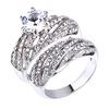 Sanjie TEMU hot -selling full diamond dual -layer simulation diamond precept female shein new silver plated wedding female ring