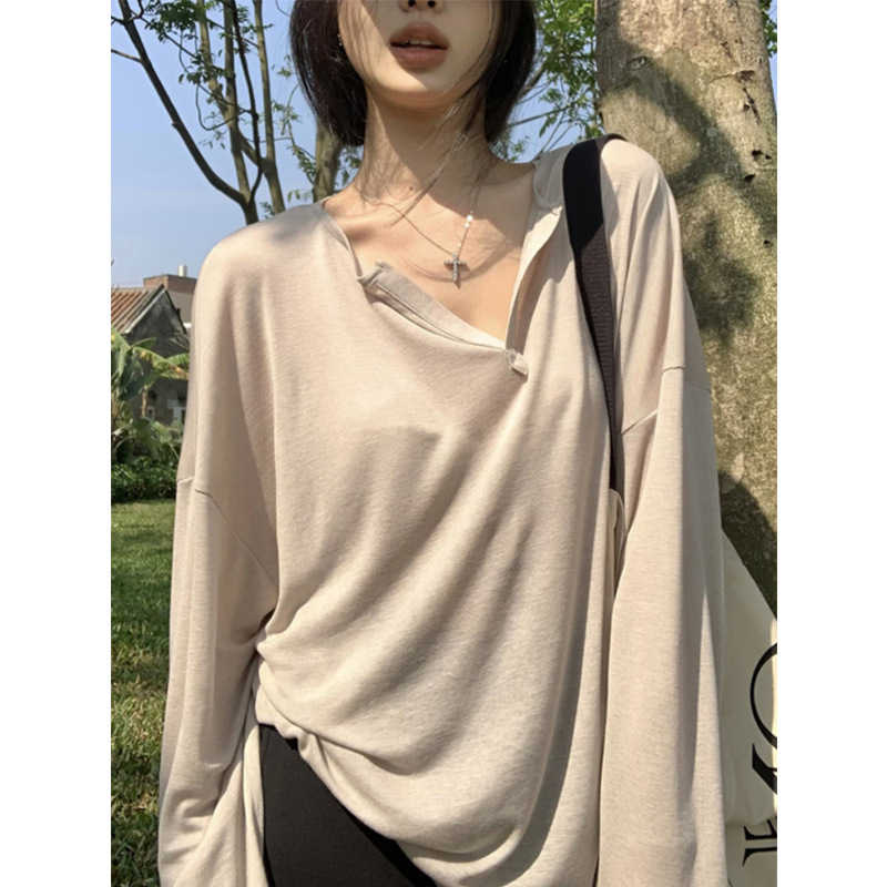 ホットガール日焼け止めブラウス女性の夏 2025 新しい微透けマスク長袖 Tシャツ純粋な欲望アウターレイヤードホワイトトップ|undefined