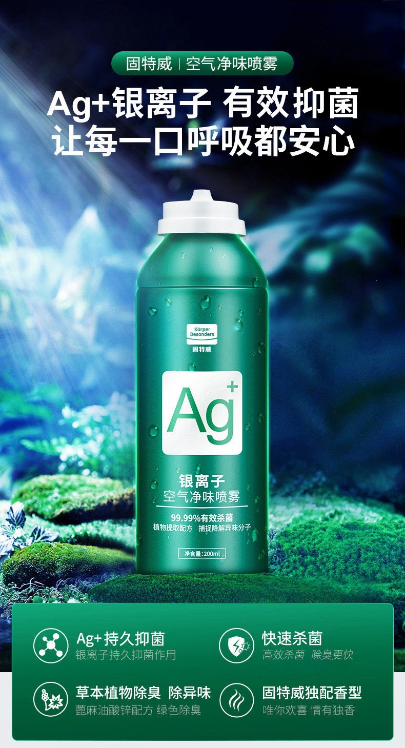 Suitable for Goodway car deodorizer, silver ion odor eliminator and sterilizer, car air conditioning freshener spray, etc