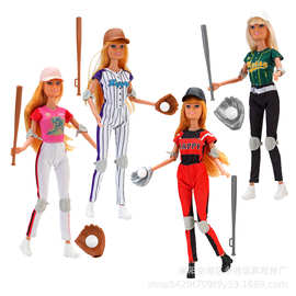 欧美6分30厘米时尚娃娃职业棒球服娃衣棒球手套护肘护膝儿童玩具