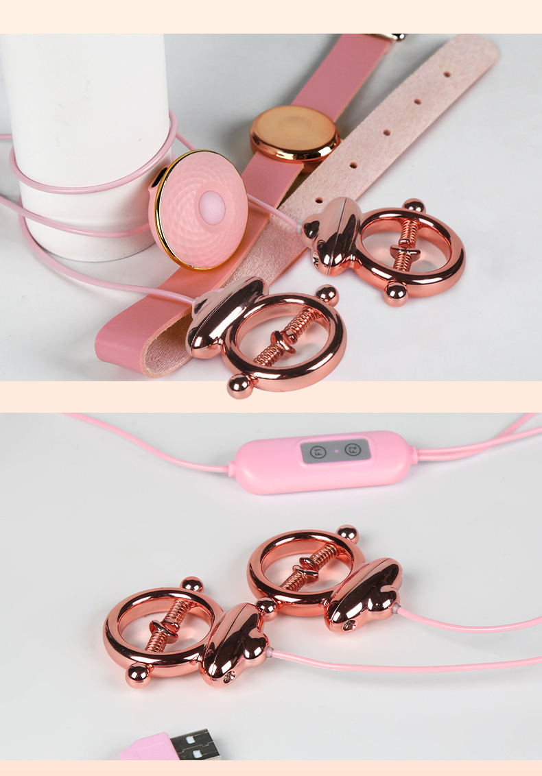 Vibrating Nipple Clamps with Remote Control, USB Rechargeable SM Couple Toy — detail image 33