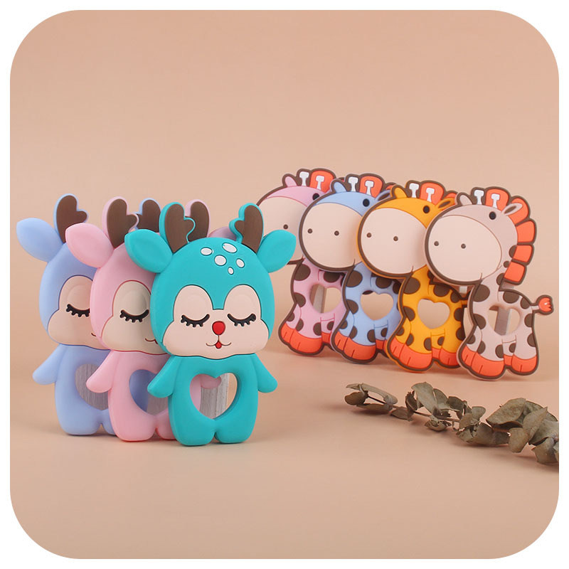 Nuevo bebé suministros de dibujos animados animal ELK Sika ciervos mordedura pegamento bebé creativo teether stick juguete teether