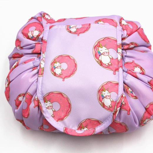 Storage system, capacious handheld organizer bag, cosmetic bag for traveling, drawstring