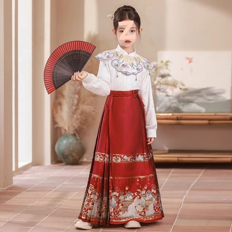 馬面スカート親子着用母娘スーツ 2025 新しいハイエンド漢服女の子国民風子供古代スタイル唐スーツ夏|undefined