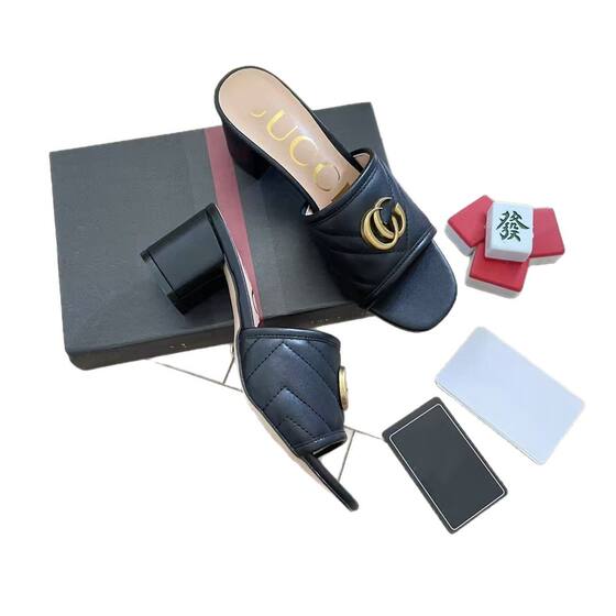 High Edition G Home 2024 New Thick Heel High Heel Shoes with Buckle Single Shoes Fashionable All-match Slip-on Sandals for Women