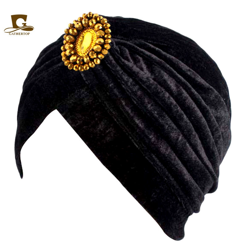 Demi-season golden velvet scarf, India