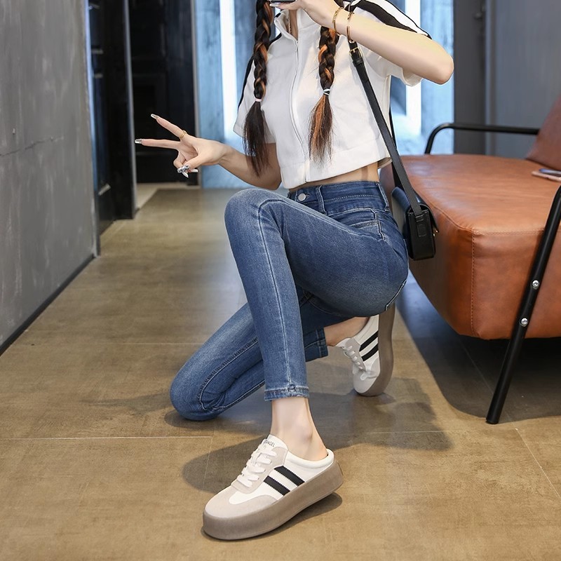 半拖鞋女外穿2025春秋季新款厚底包头拖鞋懒人一脚蹬鞋子半拖女鞋|undefined