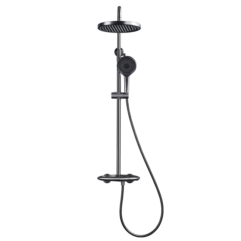 Toda la pistola de lluvia voladora de cobre gris temperatura constante creativo platillo volante ducha juego de ducha baño en el hogar boquilla presurizada