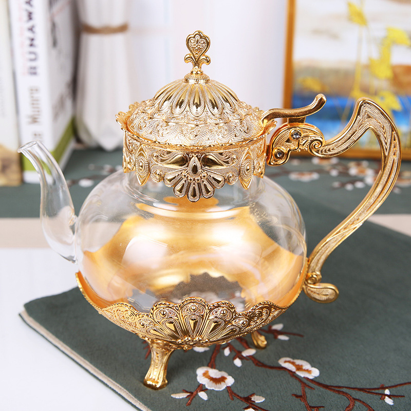 Tea Pot Handmade Small Tea Pot Household Glass Metal Pot Household Coffee Pot Cold Water Kettle Wine Crafts Wine Set