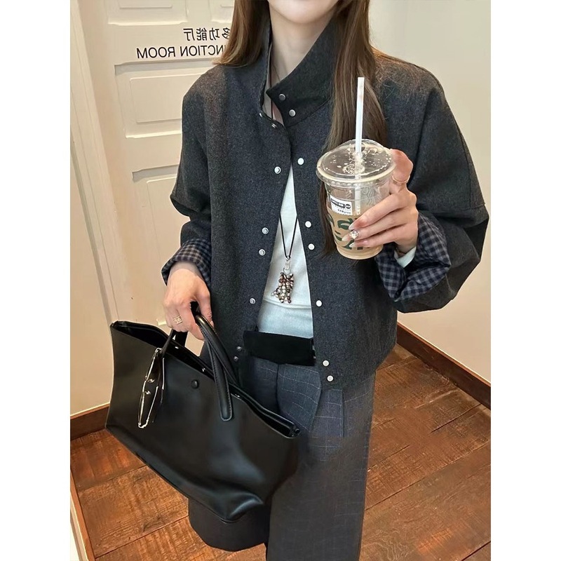 立领百搭毛呢外套女欧洲站2025年秋季新款韩版百搭休闲单排扣上衣|undefined