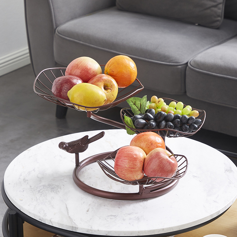 Plato de frutas de hierro forjado gancho de plátano sala de estar casera canasta de frutas de lujo ligera mesa de comedor dulces bocadillos plato