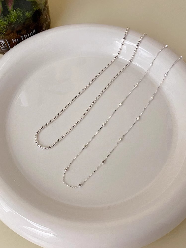 925 Sterling Silver Polishing Geometric Necklace display picture 9
