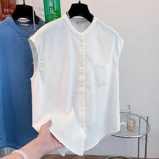 2025 Summer Commuting Classic Cotton and Linen Breathable Round Neck Sleeveless Shirt