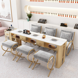 Internet Celebrity Manicure Table and Chair Set Single, Double and Three-Person Multi-Functional Manicure Table Marble Light Luxury Vacuum Cleaner Manicure Table