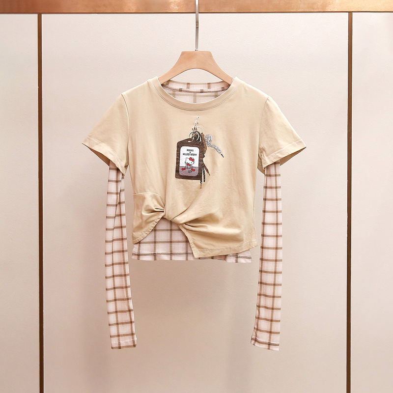 Shenzhen Nanyou High-End Women's Clothing Summer New Fashion Stylish Versatile Slimming Design Two-Piece T-Shirt Top Shenzhen Nanyou High-End Women's Clothing Summer New Fashion Stylish Versatile Slimming Design Two-Piece T-Shirt Top