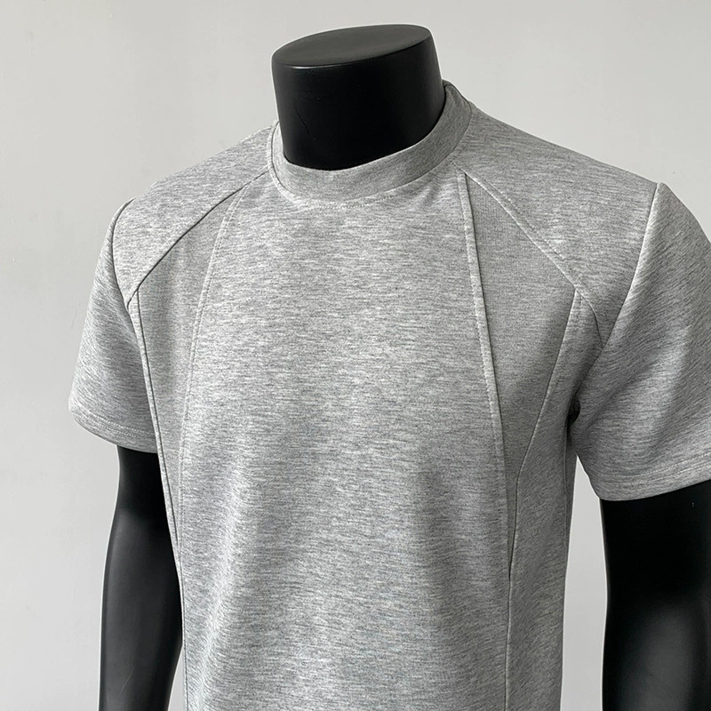 Новый летний мужской повседневный пуловер в изысканном стиле, с круглым вырезом, сращенным дизайном, простой футболкой с короткими рукавами для молодых мужчин.