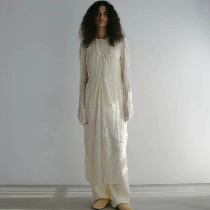 Сухой журавль весна и лето модный французский стиль ретро праздник легкий и прозрачный большой вариант солнцезащитного крема длинное платье