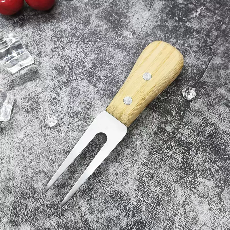 厂家批发不锈钢木柄芝士刀奶酪刀牛油披萨刀工具长柄芝士刀叉套装