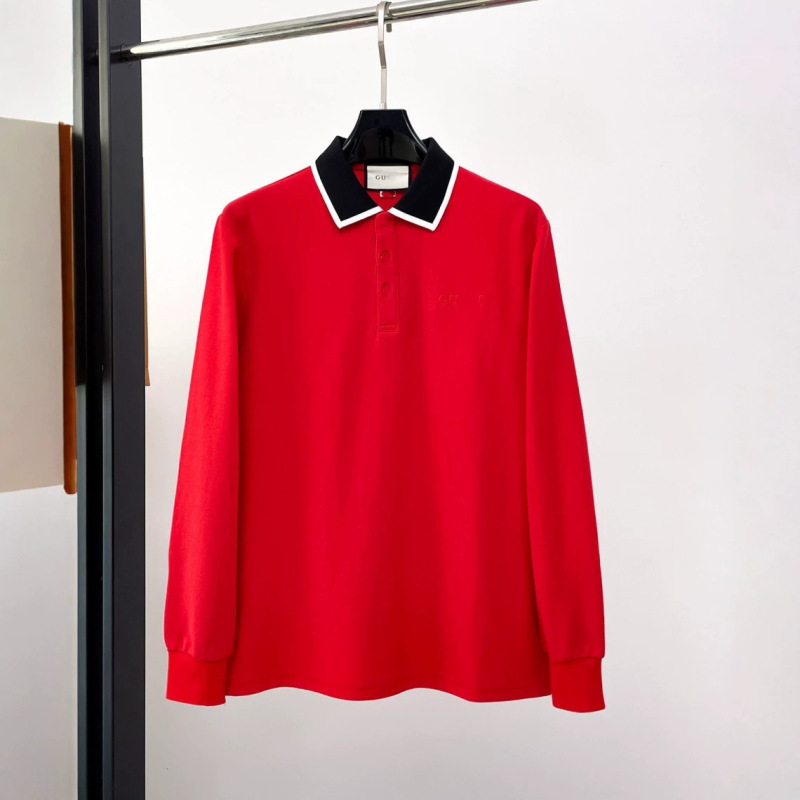 [Poison House] High-end GU brand, 2026 new collection, simple and casual long-sleeved polo shirt with embroidered lettering on the chest