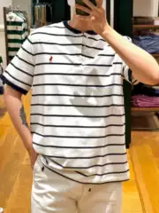 Spot available QR code RL Ralph Lauren Pony Henry collar four-color stand up collar casual versatile short sleeved T-shirt with open chest