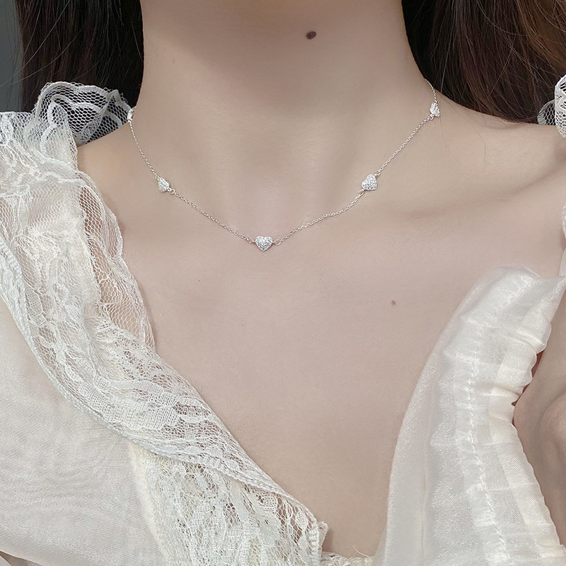 Heart Shape Pattern Women's Gender Heart Shape 925 Sterling Silver Basic Simple Style IG Style 925 Sterling Silver Necklace