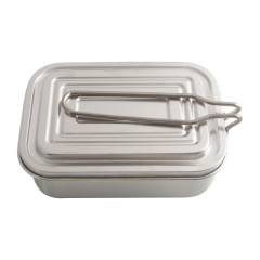Outdoor camping lunch box stainless steel picnic tableware storage set with heating and steaming pot portable foldable bento box