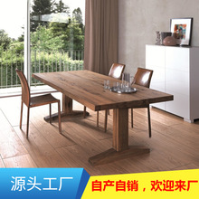 美式餐桌长方形全实木小户型餐厅饭桌家用现代简约长条餐桌椅组合