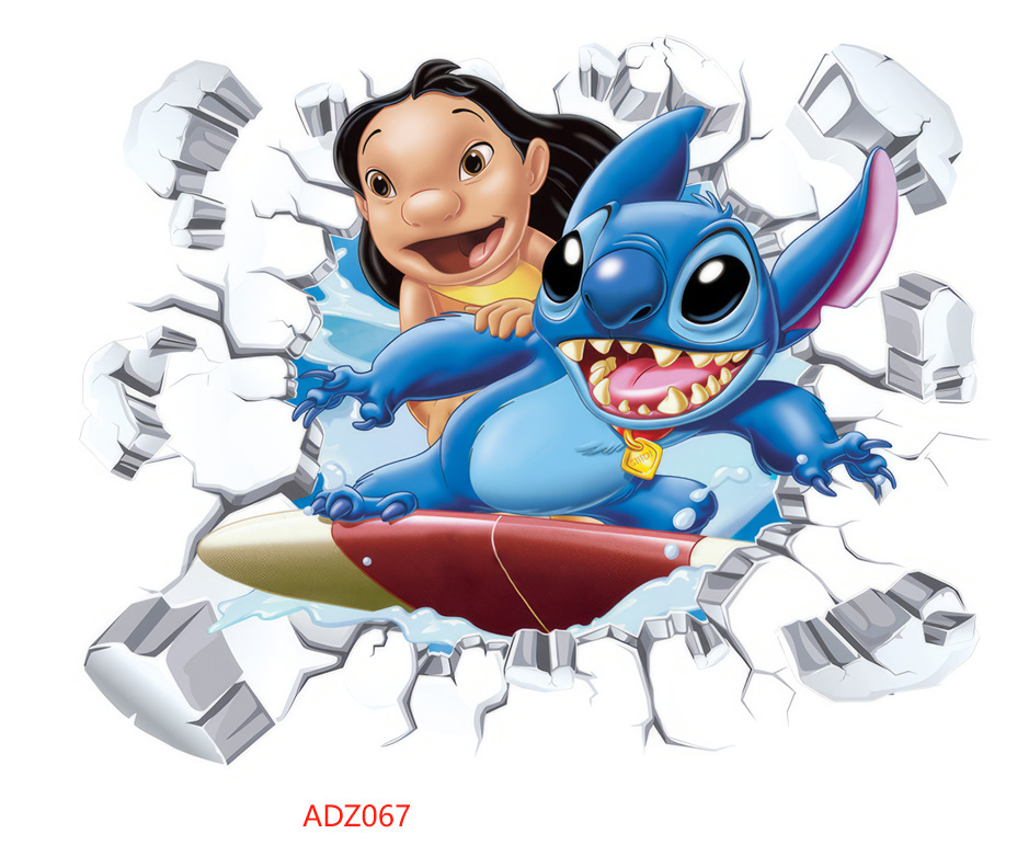 Cartoon transfronterizo Sticky pared pegatinas tridimensionales a través de la pared decoración de la pared de la habitación de niños pegatinas autoadhesivas diseño de fondo creativo