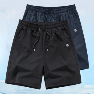 Summer Ice Silk Quick-Drying Mid-Length Pants for Men, Thin, Cool, Elastic Waist, Elastic Casual Sports Five-Point Shorts for Men K605