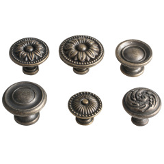 Modern simple bronze single hole drawer round handle European antique cabinet door single handle handle